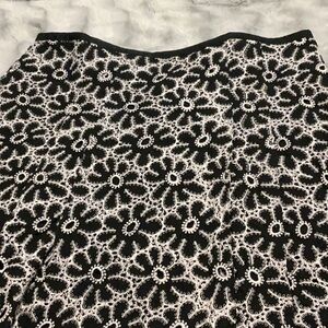 Context Black and White Lace A-Line Skirt